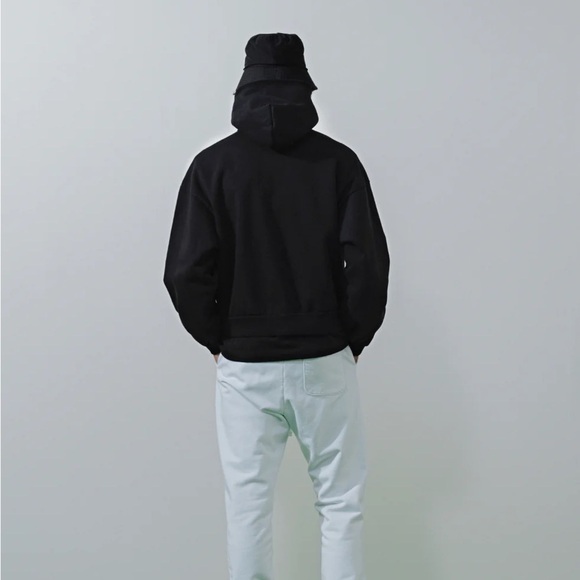 John Elliott Black Oversized Cropped Hoodie Sweatshirt, 1/Small pullover cotton - Picture 7 of 12